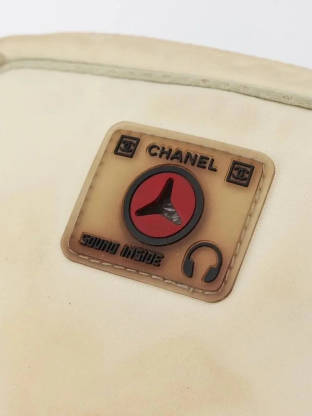 CHANEL Sports Line Shoulder Bag Nylon White Silver CC Auth bs34864